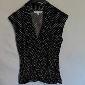 Polka dot faux wrap shirt